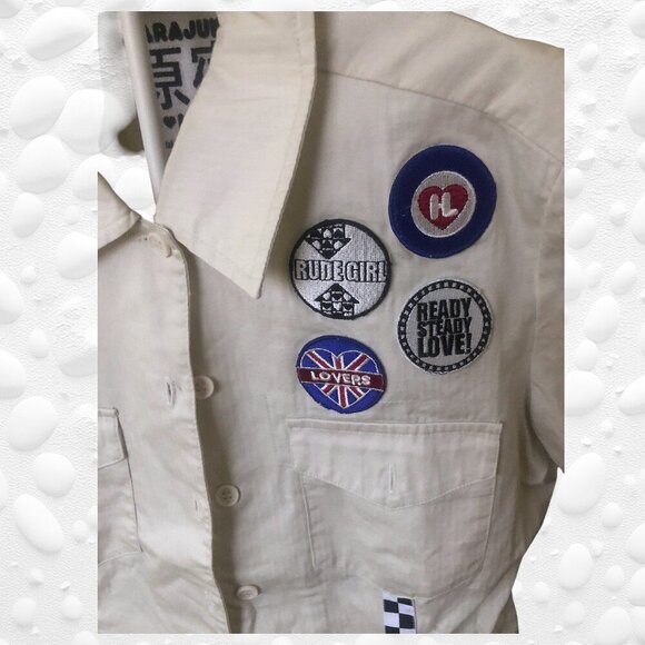 RARE VINTAGE HARAJUKU LOVERS Military Style Shirt - SIZE: M - Picture 6 of 12